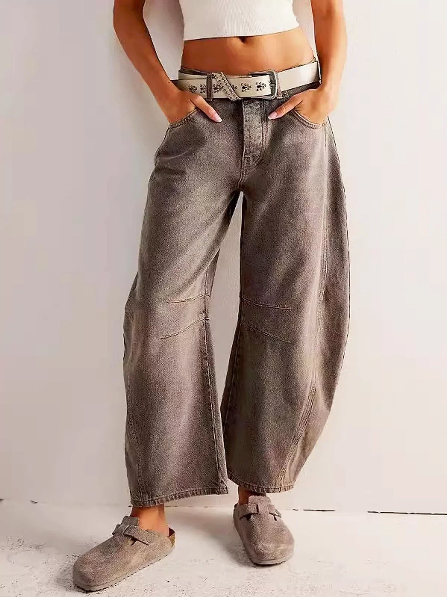 Angelina - Leopard Print Barrel Jeans