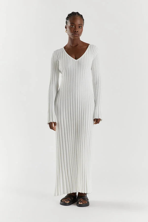 Denise™ V-neck midi dress with sleeves