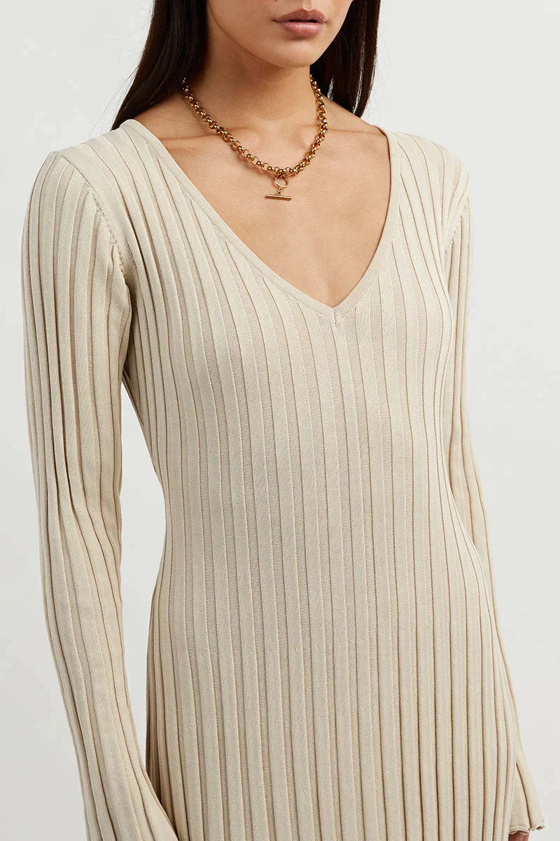Denise™ V-neck midi dress with sleeves