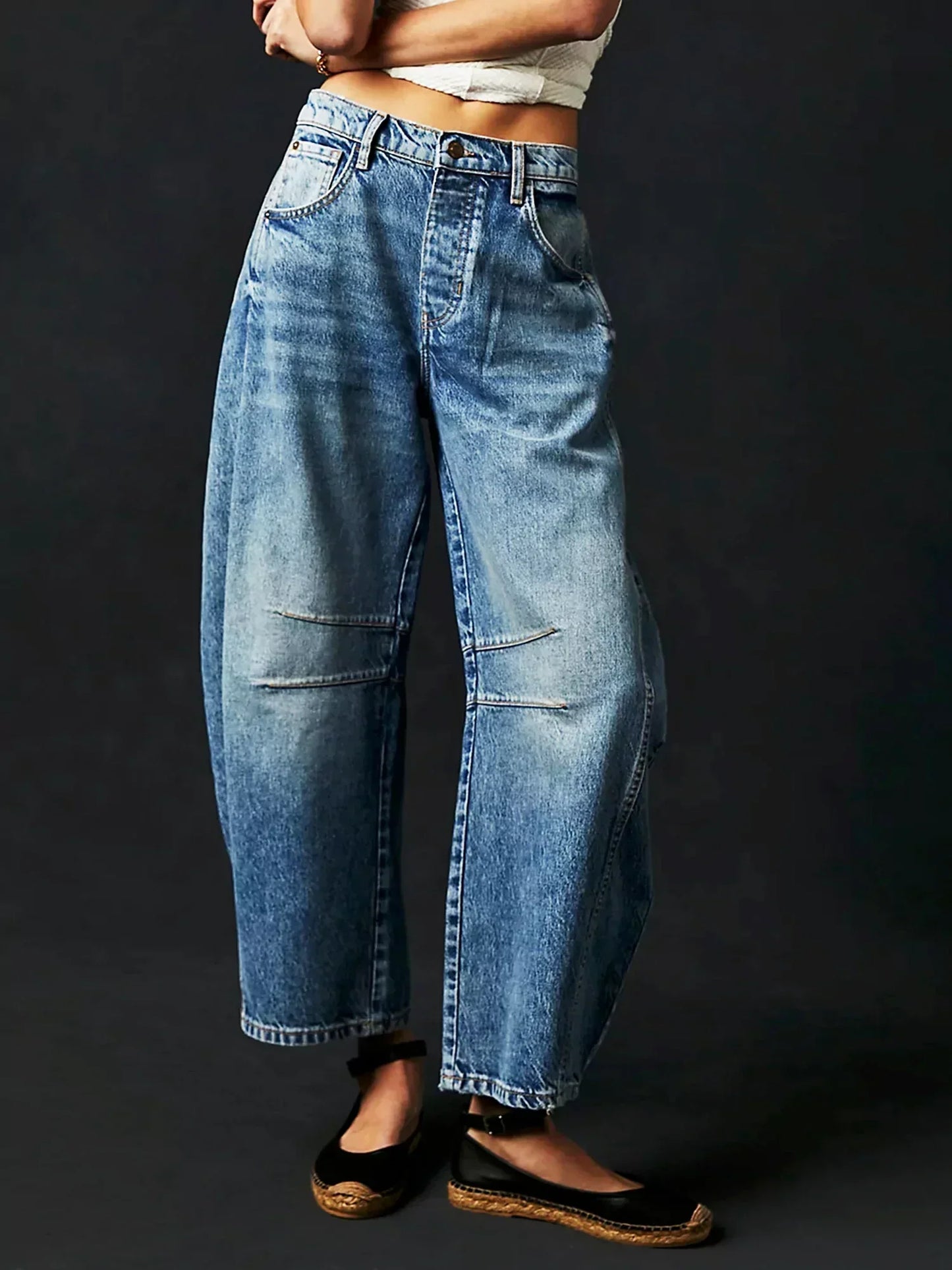Angelina - Leopard Print Barrel Jeans