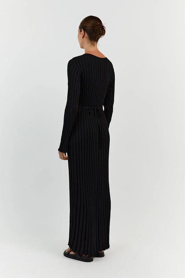 Denise™ V-neck midi dress with sleeves