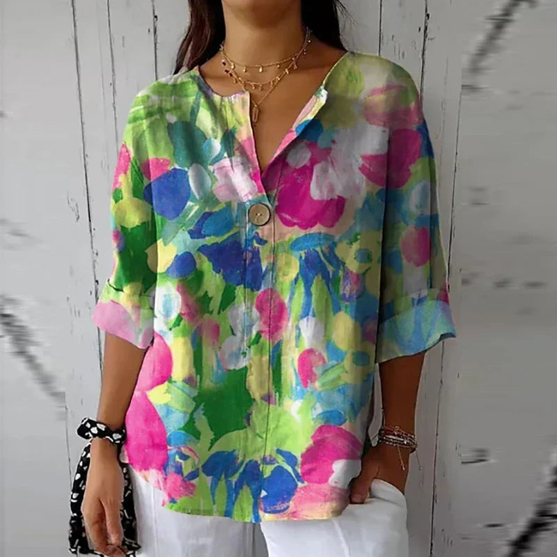 Sabrina | Floral Print Casual Blouse BUY GET 1 FREE