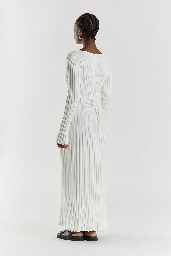 Denise™ V-neck midi dress with sleeves