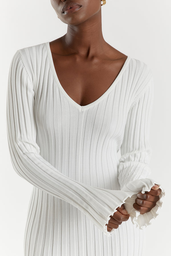Denise™ V-neck midi dress with sleeves