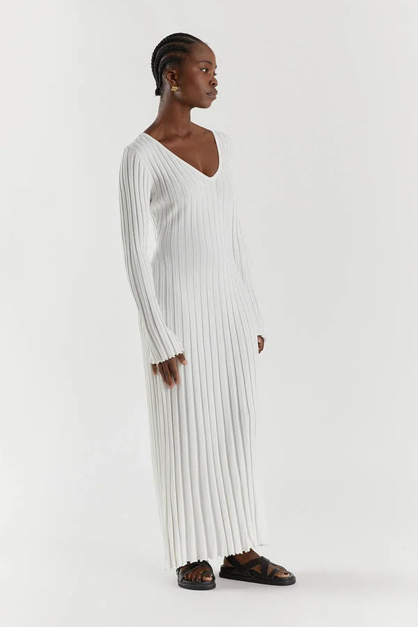 Denise™ V-neck midi dress with sleeves