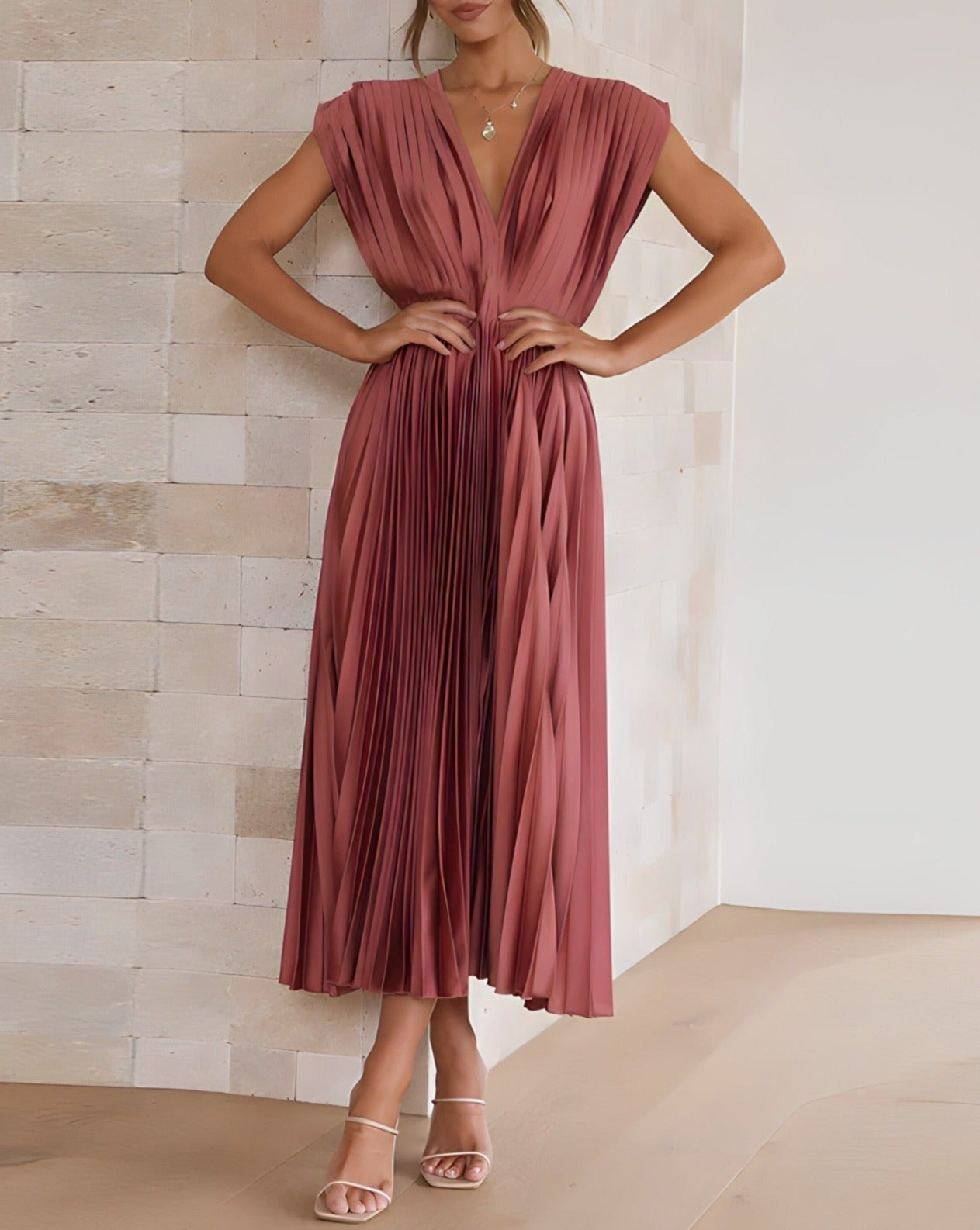 Sabrina - Sleeveless Pleated Midi Dress
