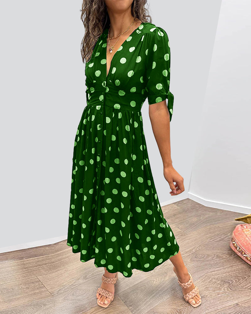 Dianne | Dress with V-neck and polka dots