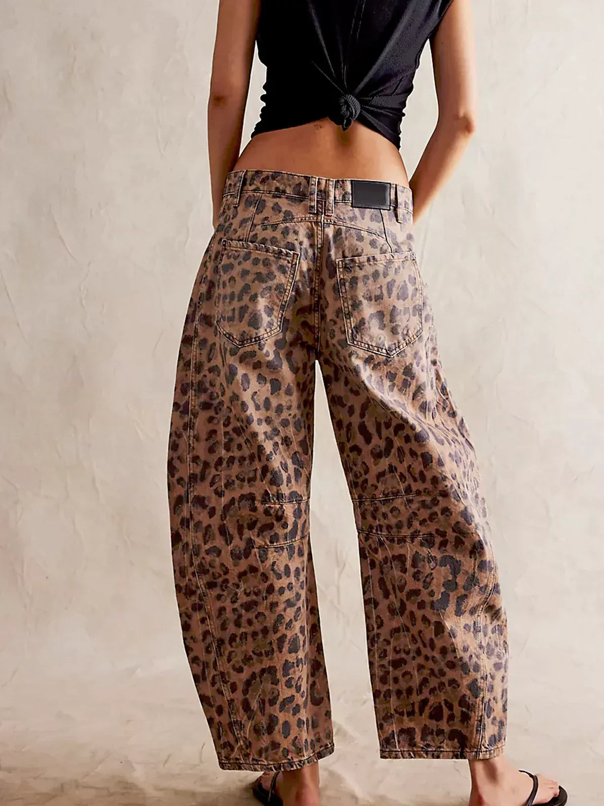 Angelina - Leopard Print Barrel Jeans