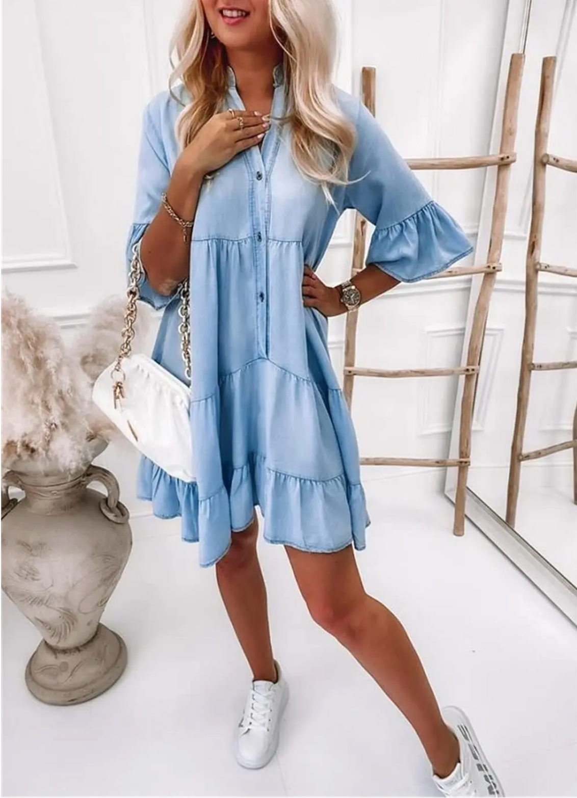 FRANZISKA™ - Ruffle Denim Dress