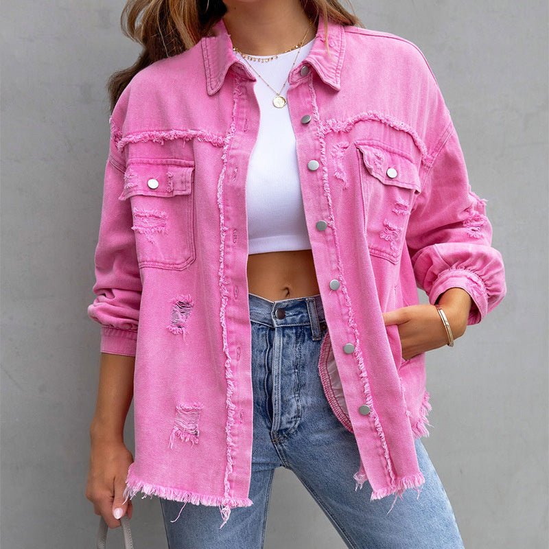 Elara™ Ripped Denim Jacket