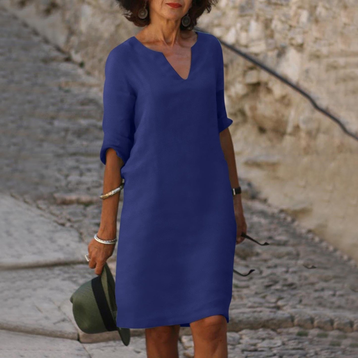 Silvia™ | Timeless Dress with V-Neck and Tummy-Covering Design