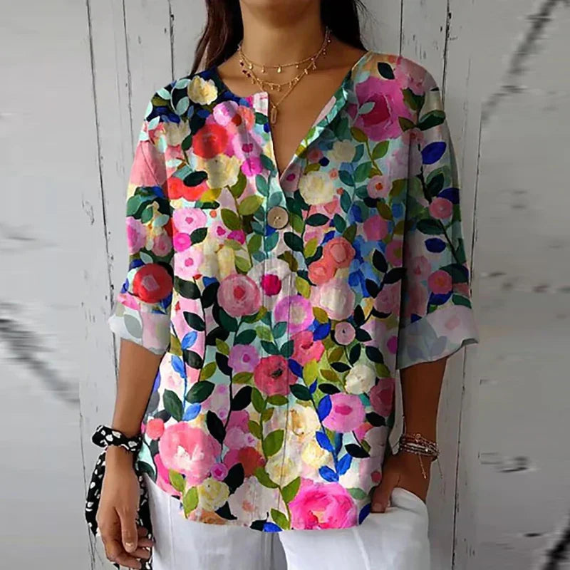 Sabrina | Floral Print Casual Blouse BUY GET 1 FREE