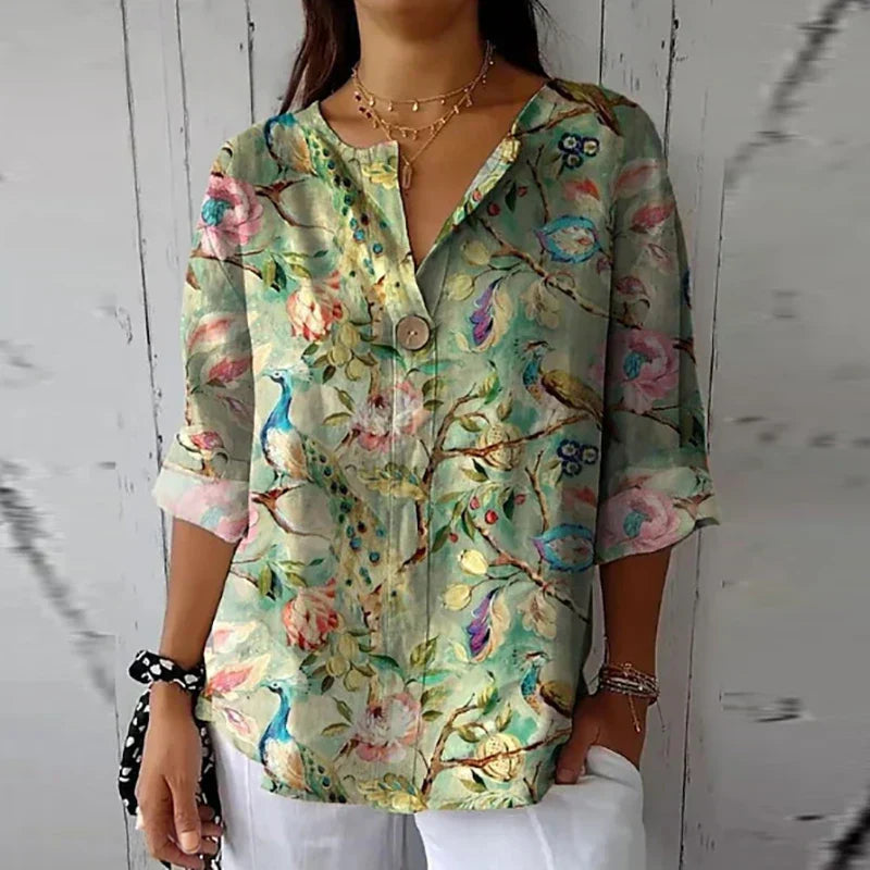 Sabrina | Floral Print Casual Blouse BUY GET 1 FREE