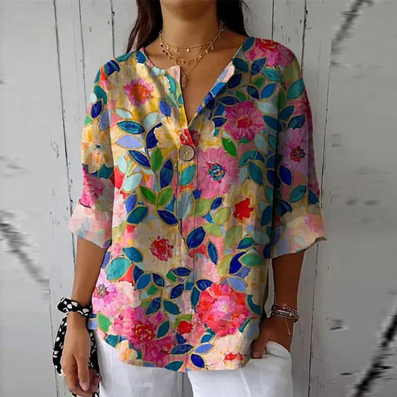 Sabrina | Floral Print Casual Blouse BUY GET 1 FREE