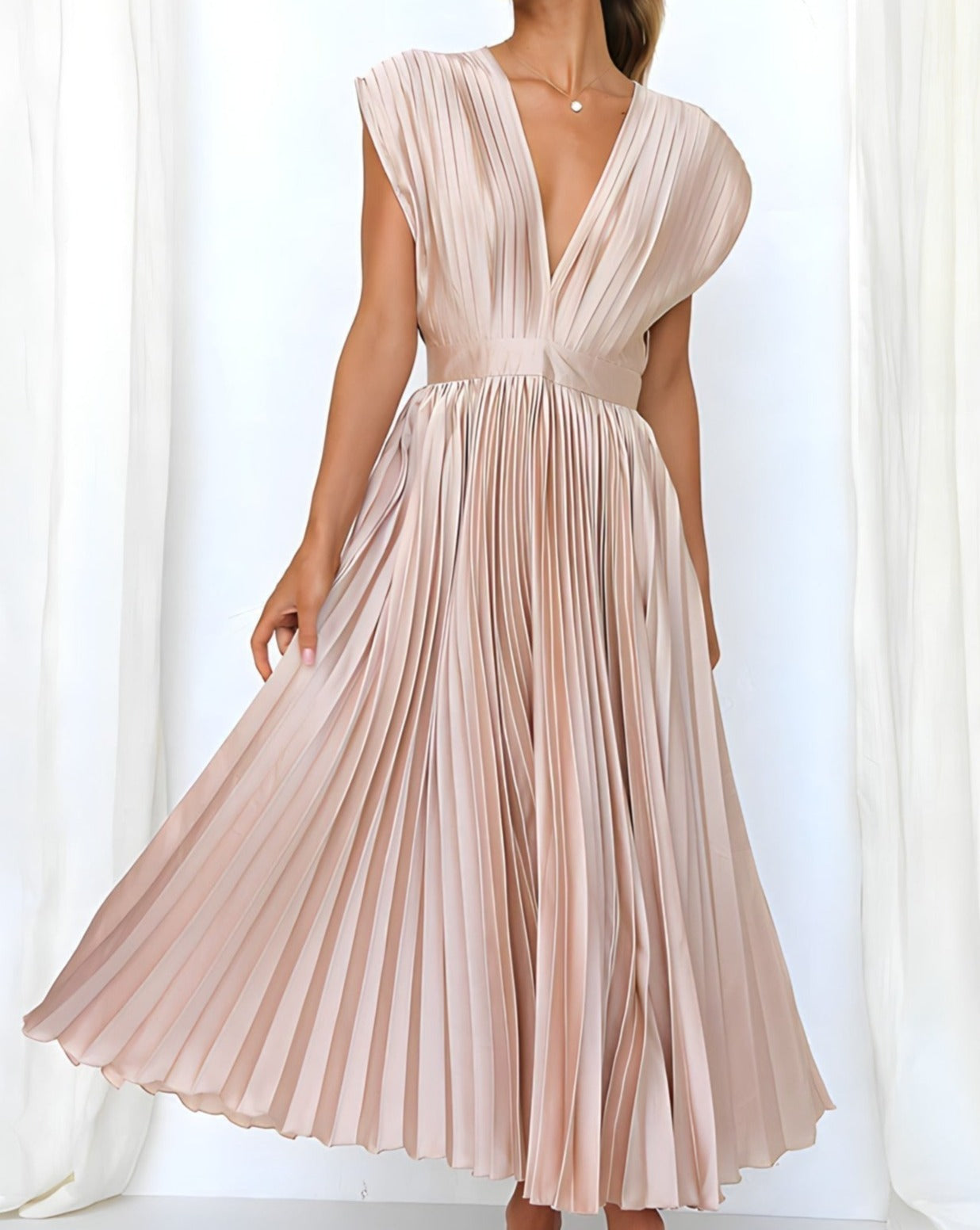 Sabrina - Sleeveless Pleated Midi Dress